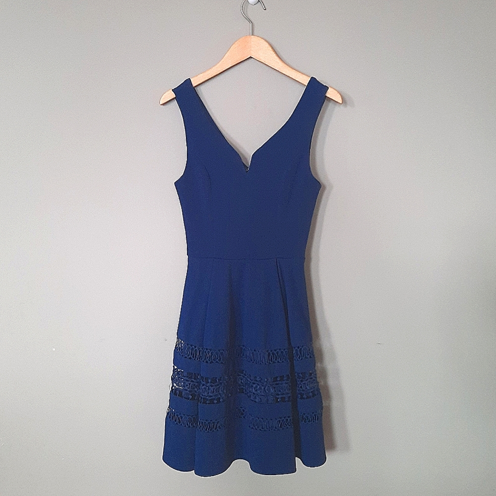 * Blue fit & flare dress *